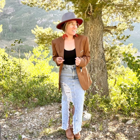 NWT Boxy Oversized Retro Linen Rayon Blend Blazer - Picture 4 of 11